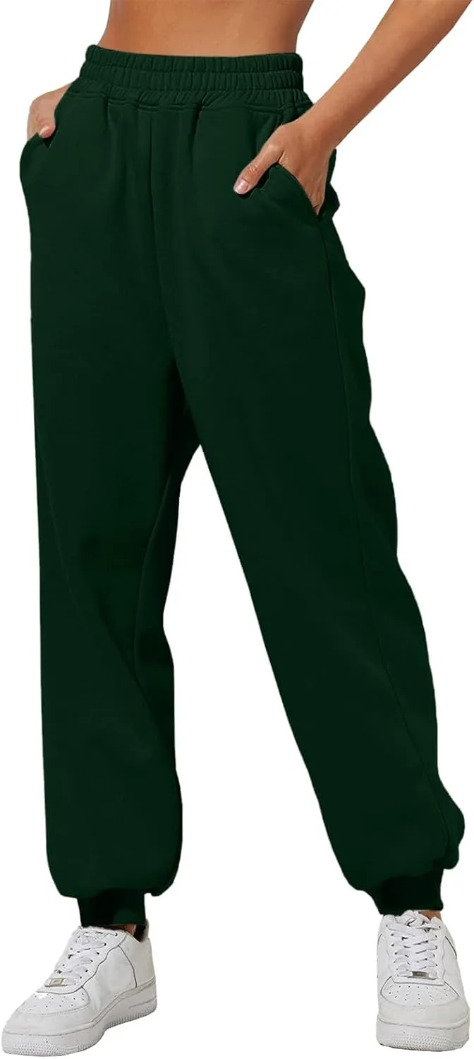 Womens High Waisted Baggy Sweatpants 2024 Fall Jogger Pants Y2k Trendy Lounge Trousers with Pockets Comfy Yoga Pants