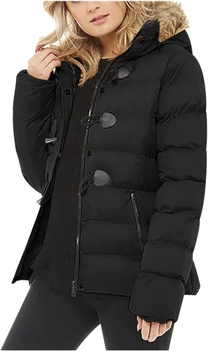 Womens Hooded Puffer Jackets Lightweight Down Coats Zipper Button Quilted Jacket Winter Warm Outerwear with Pockets
