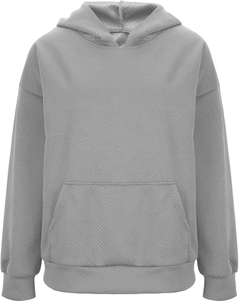 Women's Jacquard Stripe Hoodies with Pockets Workout Sweatshirts Loose Fit Fashion Solid Color Hooded Pullover Tops