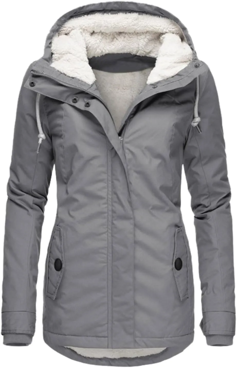 Womens Mid Length Down Coat Fleece Lined Hooded Puffer Jacket Soft Comfy Long Sleeve Quilted Coats Winter Warm Outfits