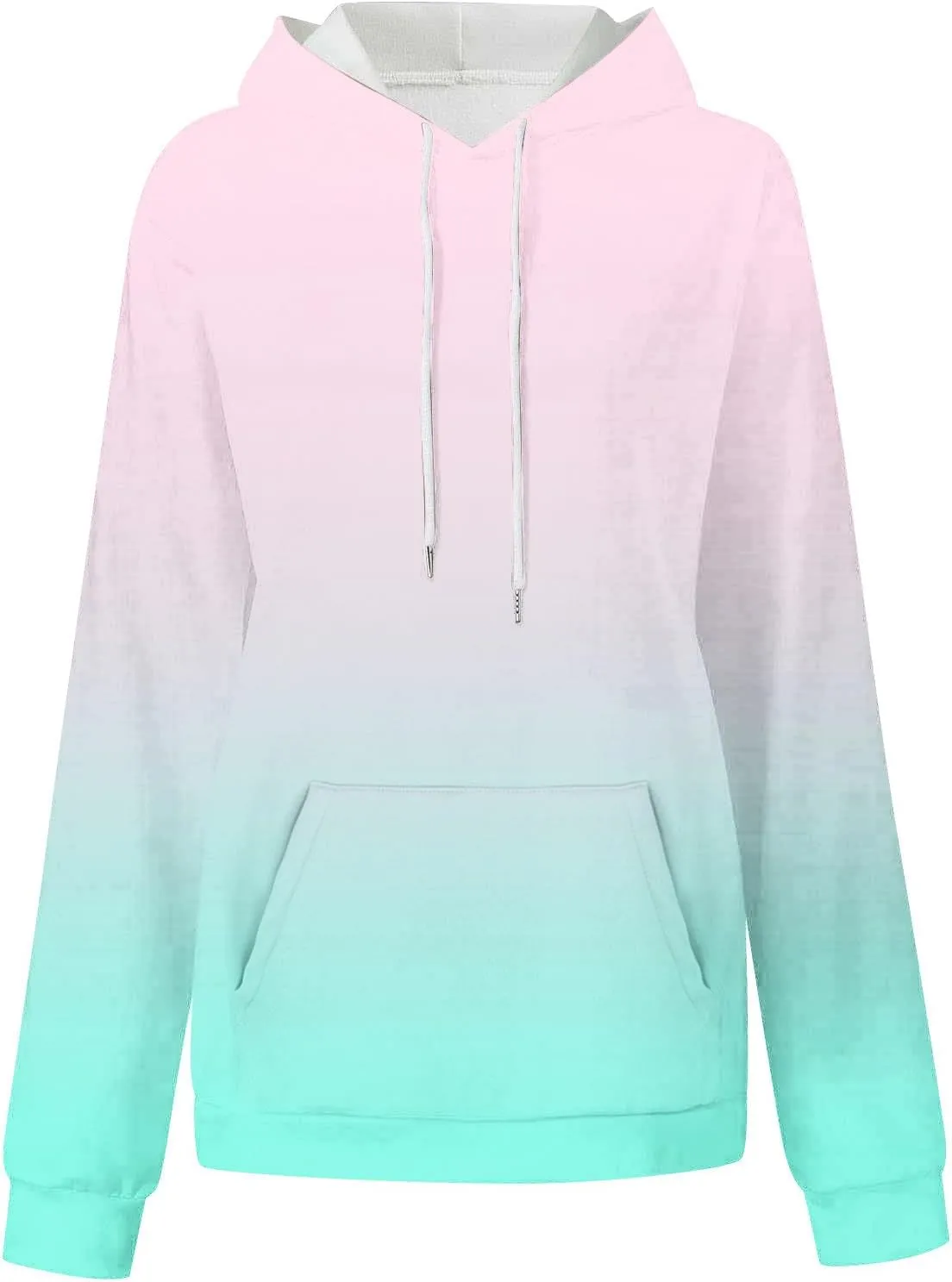 Womens Oversized Hoodies Neon Print Sweatshirt Fall Thin Long Sleeve Gradient Pullover Trendy Tie Dye Ombre Sweater