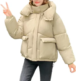 Women's Plus Size Lightweight Puffer Jacket Packable Winter Warm Quilted Bubble Coat Waterproof Windproof Hooded