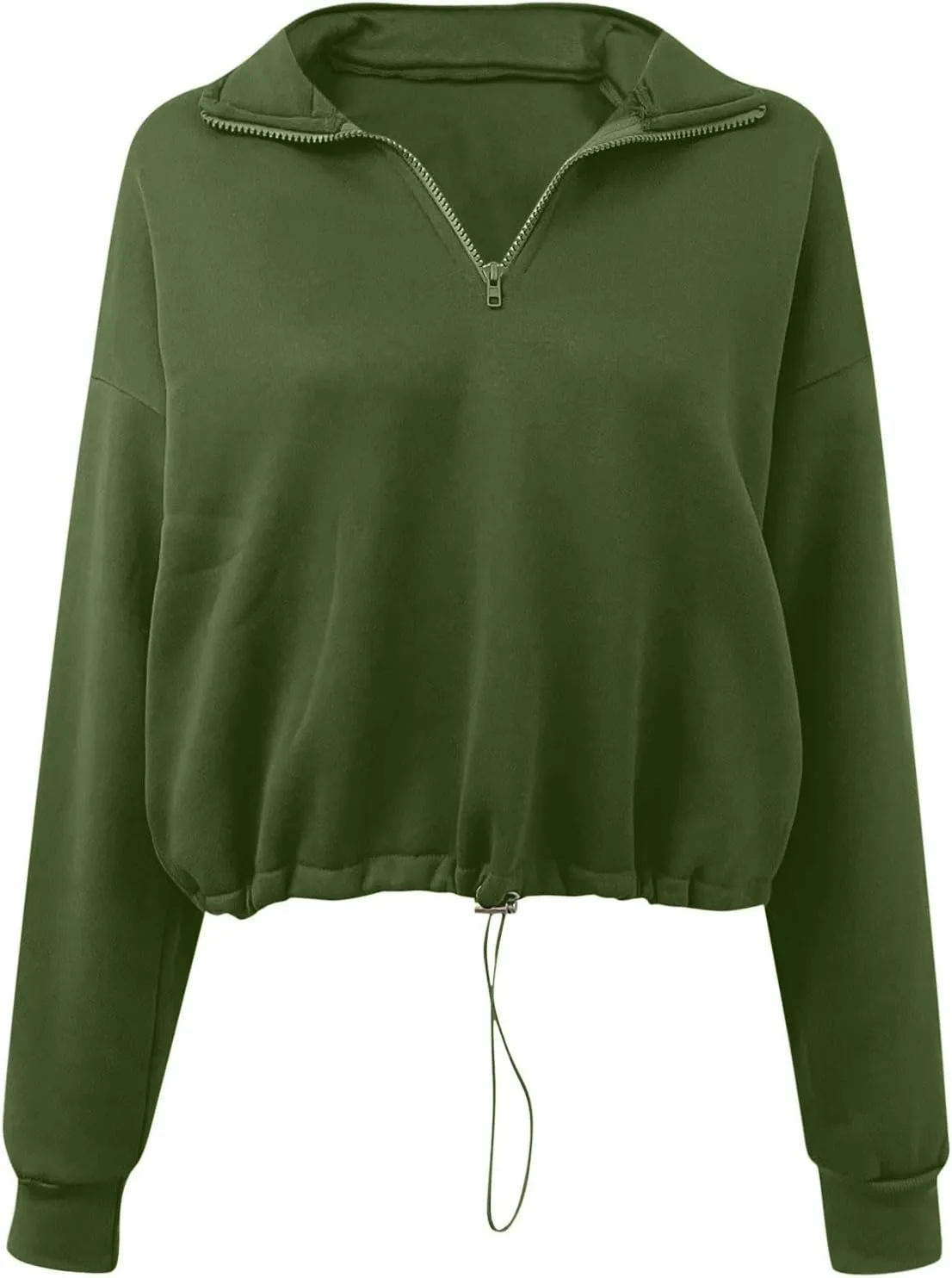 Womens Quarter Zip Pullover High Neck Sweatshirt Cropped Fleece Lined Long Sleeve Casual Tops Fall Winter Clothes