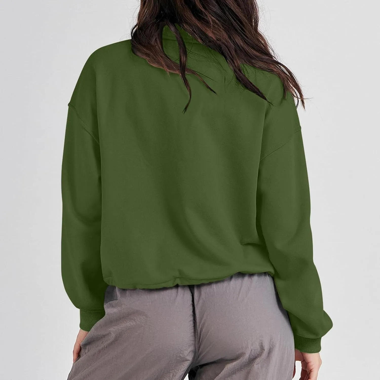Womens Quarter Zip Pullover High Neck Sweatshirt Cropped Fleece Lined Long Sleeve Casual Tops Fall Winter Clothes