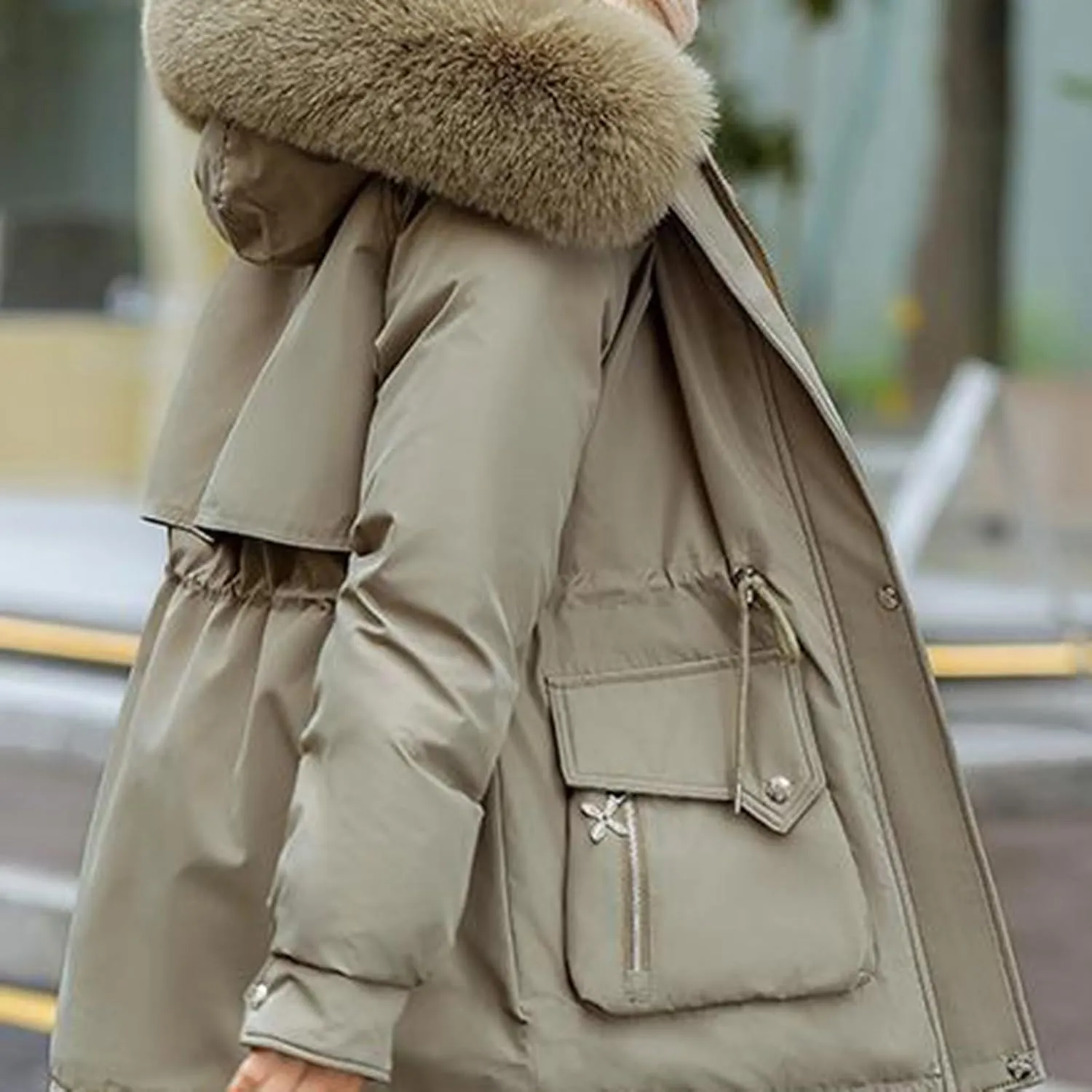Women's Quilted Winter Coat Warm Puffer Jacket Thicken Parka with Removable Hood