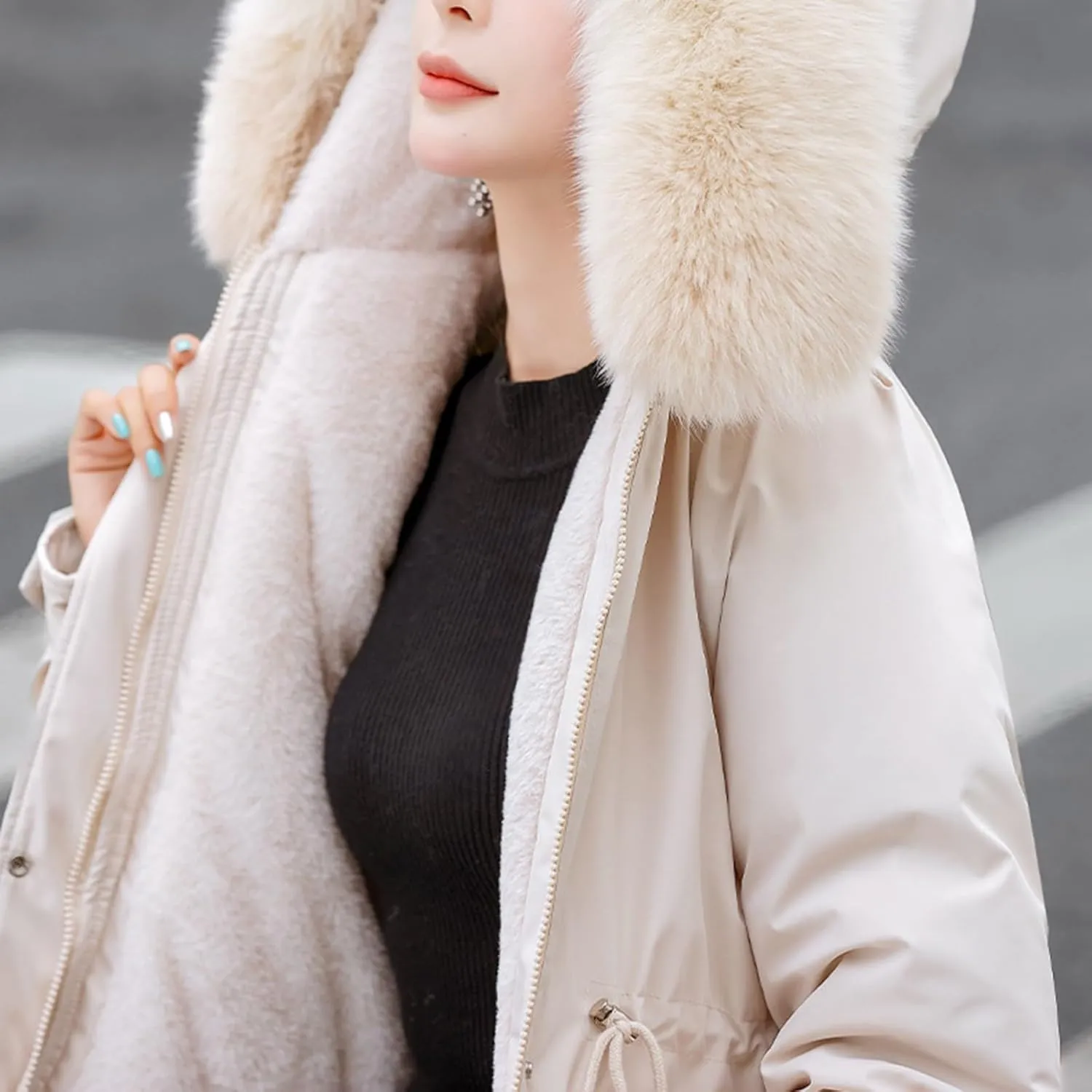 Women's Quilted Winter Coat Warm Puffer Jacket Thicken Parka with Removable Hood