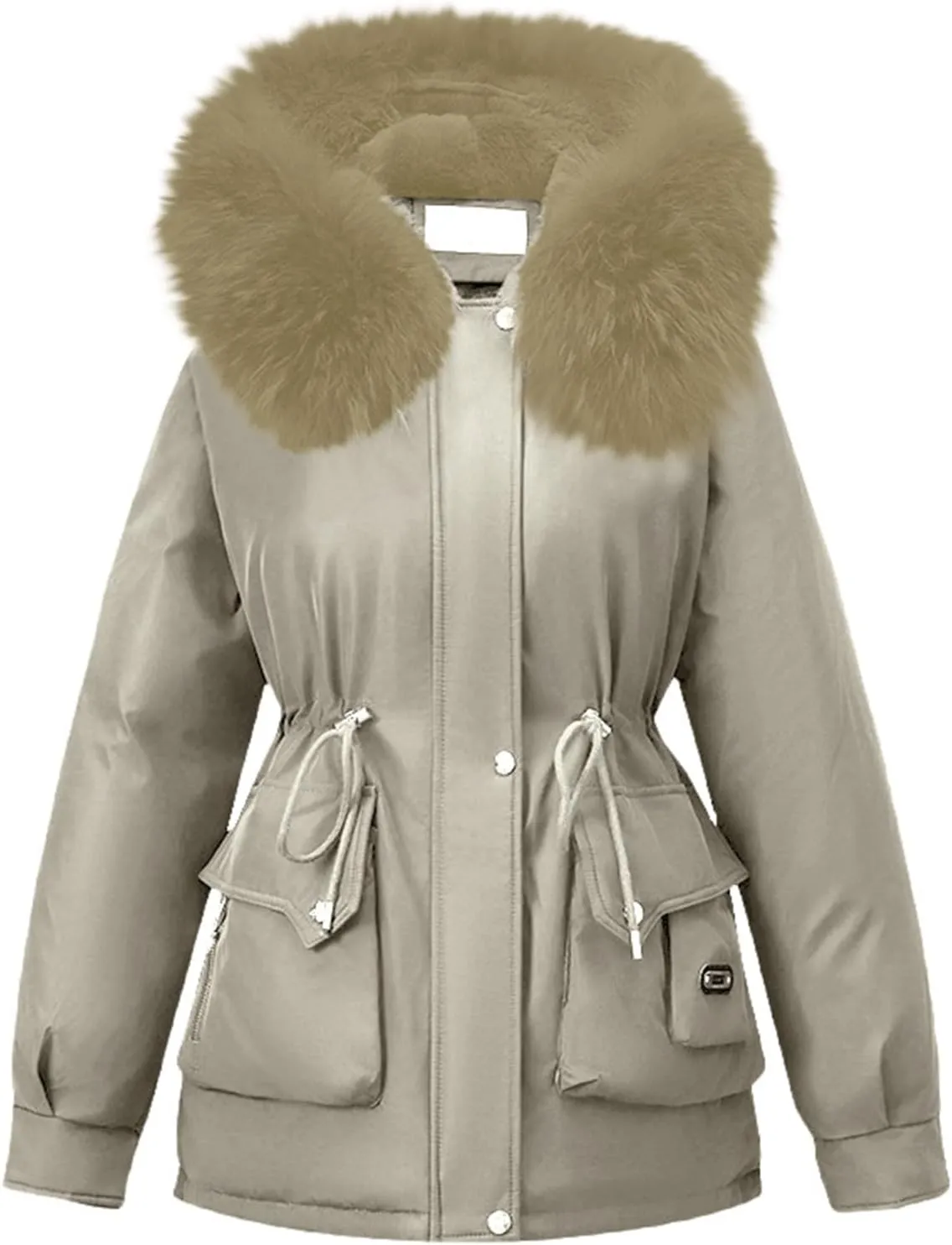 Women's Quilted Winter Coat Warm Puffer Jacket Thicken Parka with Removable Hood
