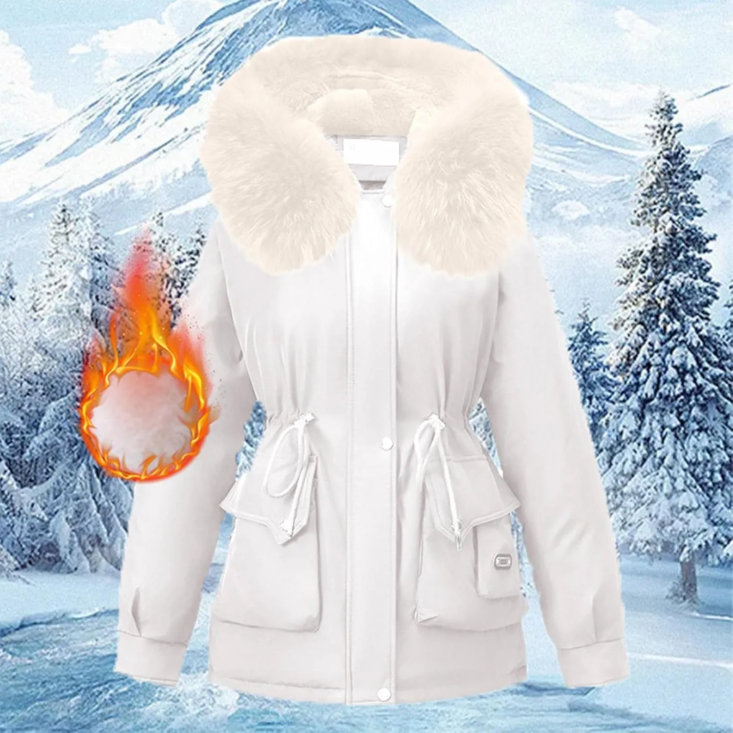 Women's Quilted Winter Coat Warm Puffer Jacket Thicken Parka with Removable Hood