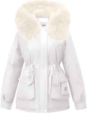 Women's Quilted Winter Coat Warm Puffer Jacket Thicken Parka with Removable Hood