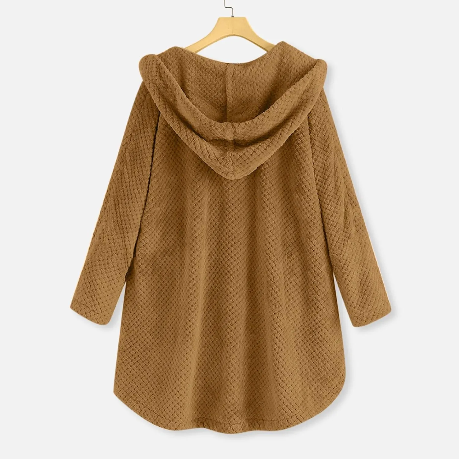 Womens Sherpa Hoodie Long Sleeve Teddy Bear Jacket Button Fluffy Pullover Fleece Faux Fur Cardigan Coats for Ladies