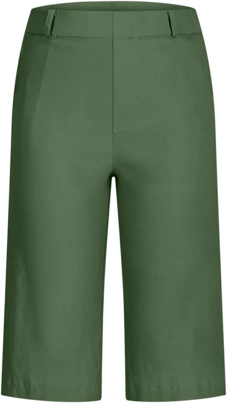 Womens Stretch Twill Shorts High Waisted Bermuda Shorts 2025 Summer Casual Knee Length Capri Pants with Pockets