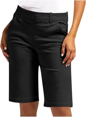 Womens Stretch Twill Shorts High Waisted Bermuda Shorts 2025 Summer Casual Knee Length Capri Pants with Pockets