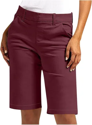 Womens Stretch Twill Shorts High Waisted Bermuda Shorts 2025 Summer Casual Knee Length Capri Pants with Pockets