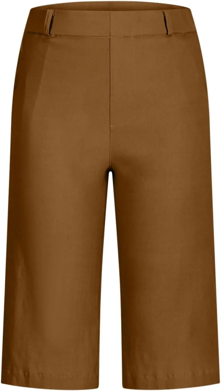 Womens Stretch Twill Shorts High Waisted Bermuda Shorts 2025 Summer Casual Knee Length Capri Pants with Pockets