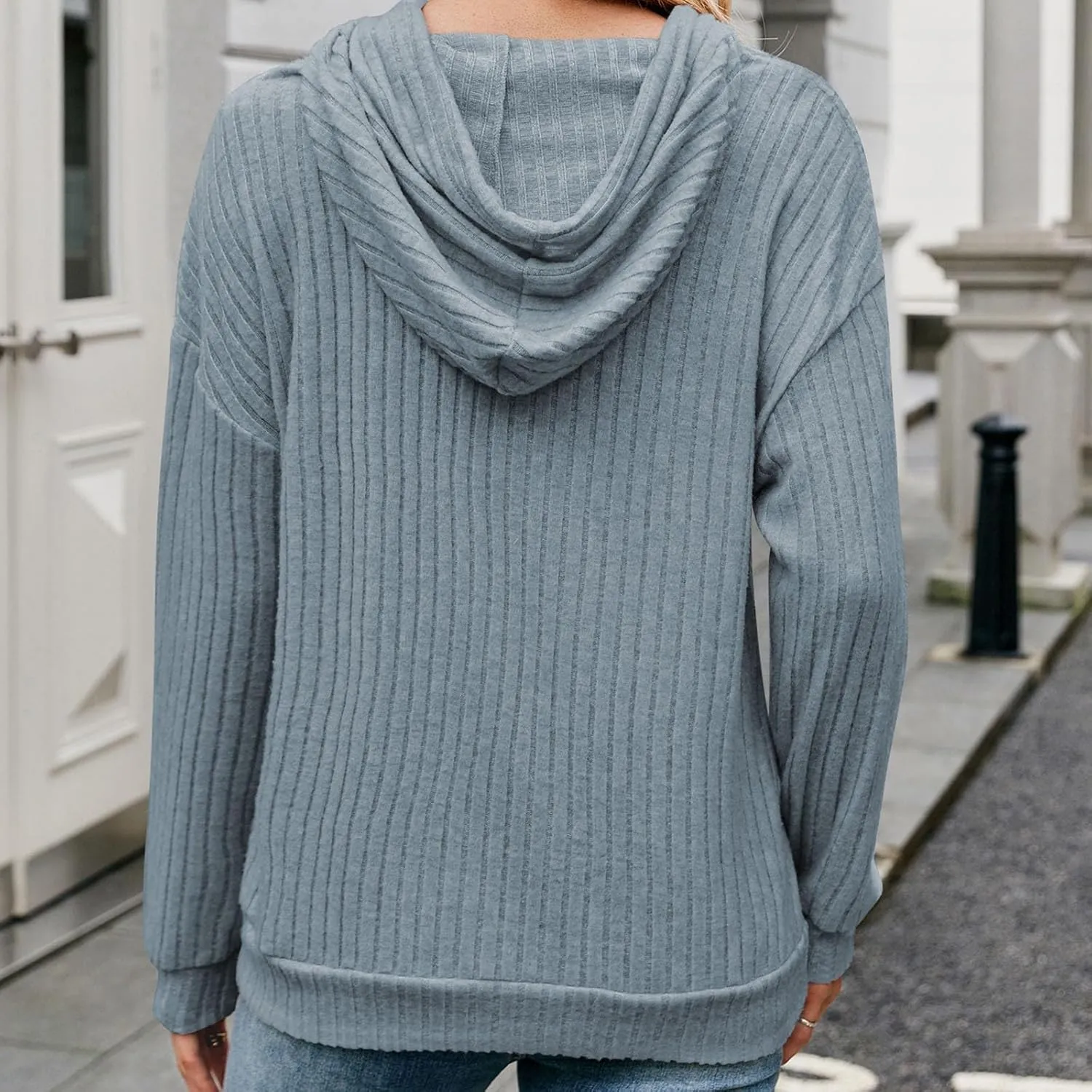 Womens Striped Oversized Hoodie Long Sleeve Fleece Drawstring Sweatshirts 2024 Casual y2k Fall Pullover Top Trendy