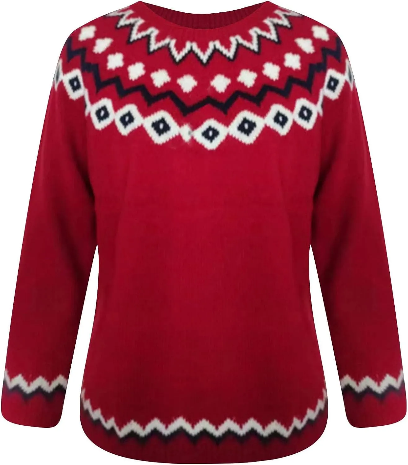 Womens Valentines Day Knitted Fair Isle Print Retro Sweater Long Sleeve Crewneck Sweater Fall Sweaters for Women 2024
