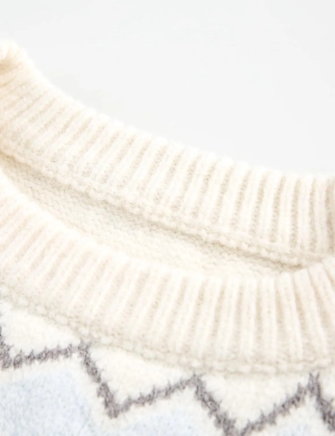 Women's Vintage Geometric Pattern Crewneck Fair Isle Knit Sweater Long Sleeve Chunky Cable Sweater Tops