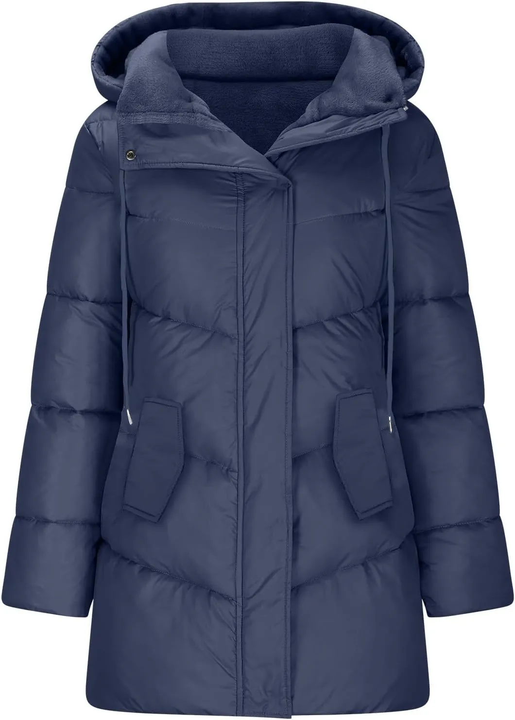 Women's Warm Winter Hooded Coat Down Long Jacket Warm Parka Thicken Puffer Coat with Removable Fur Hood
