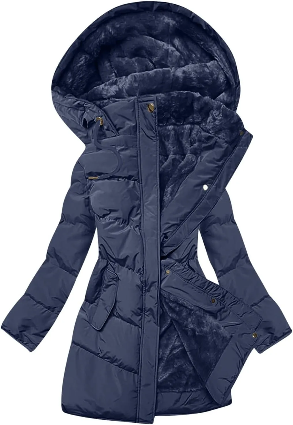 Women's Warm Winter Hooded Coat Down Long Jacket Warm Parka Thicken Puffer Coat with Removable Fur Hood