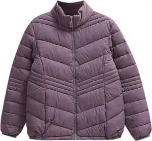 Women's Winter Casual Quilted Jackets Stand Collar Zip Up Short Down Puffer Jacket Padded Outerwear Coats with Pocket