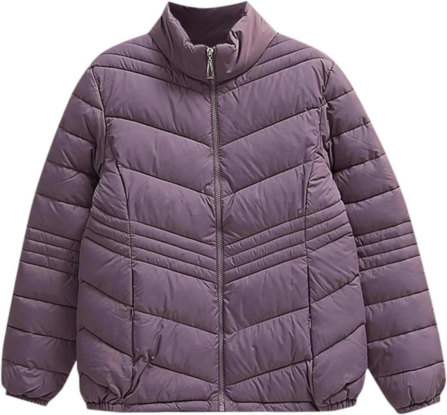 Women's Winter Casual Quilted Jackets Stand Collar Zip Up Short Down Puffer Jacket Padded Outerwear Coats with Pocket