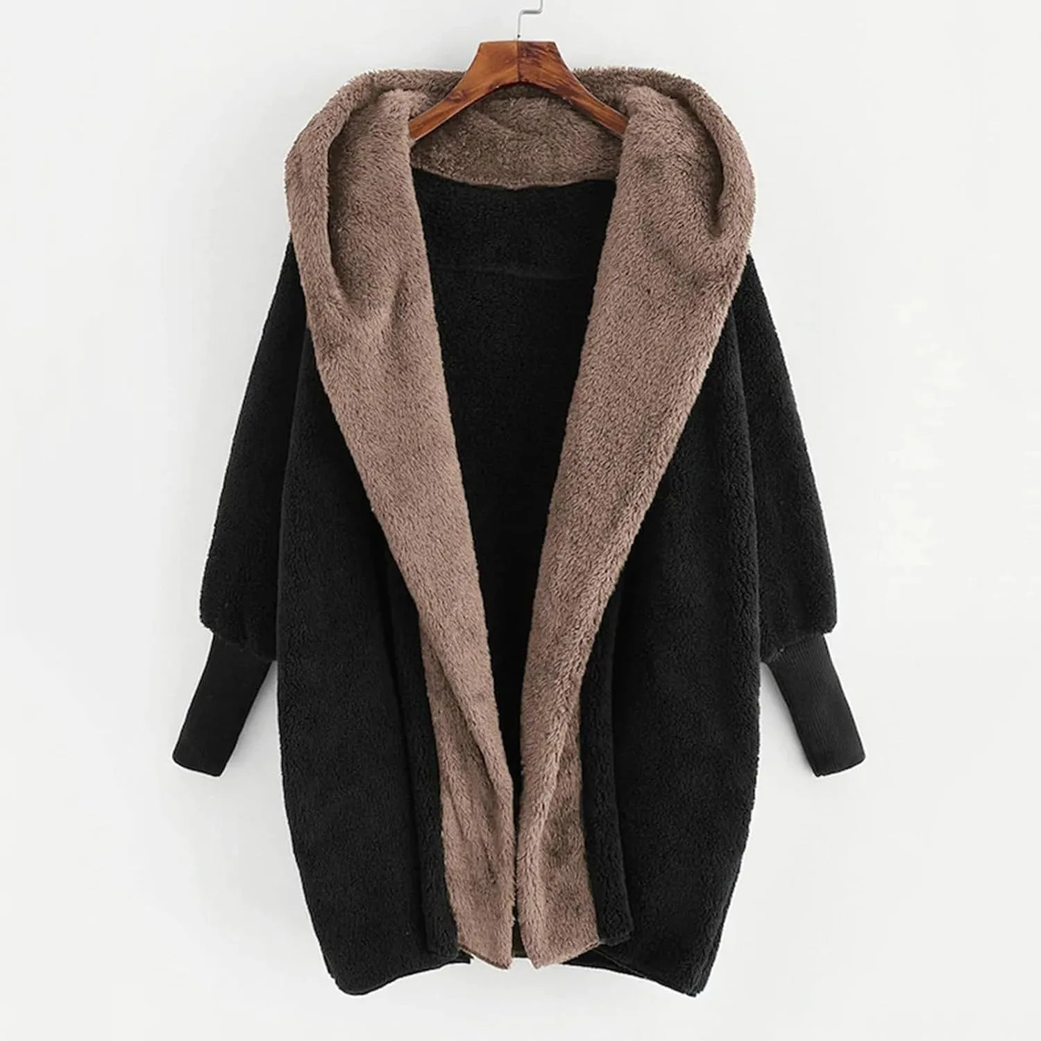 Womens Winter Coats Fleece Jacket Sherpa Oversized Hoodies Lightweight Open Front Cardigans Fall Fuzzy Faux Fur Coat