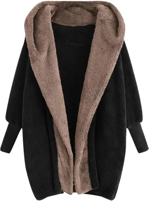 Womens Winter Coats Fleece Jacket Sherpa Oversized Hoodies Lightweight Open Front Cardigans Fall Fuzzy Faux Fur Coat