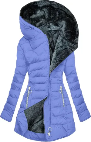 Womens Winter Coats Fleece Lined Thicken Puffer Jacket with Hood Zipper Pockets Long Warm Soft 2024 Trendy Overcoat