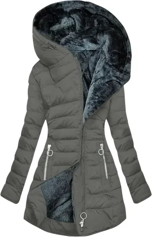 Womens Winter Coats Long Length Sherpa Fleece Lined Warm Heavy Jackets Thickened Windproof Outerwear with Fur Hood