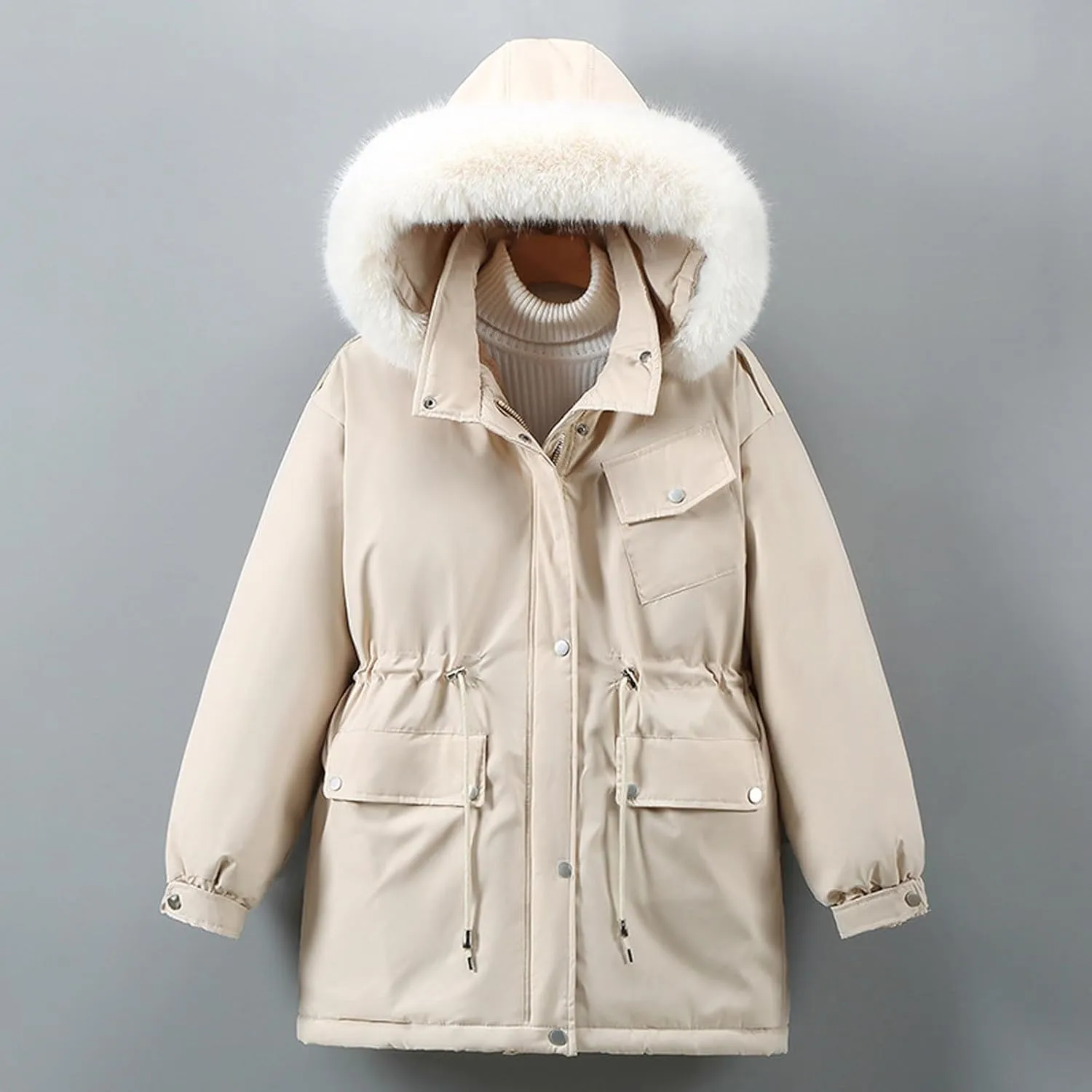 Womens Winter Coats with Faux Fur Hood Thicken Quilted Lightweight Puffer Jackets Down Coats Plus Size Parkas Outerwear