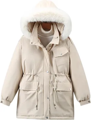 Womens Winter Coats with Faux Fur Hood Thicken Quilted Lightweight Puffer Jackets Down Coats Plus Size Parkas Outerwear