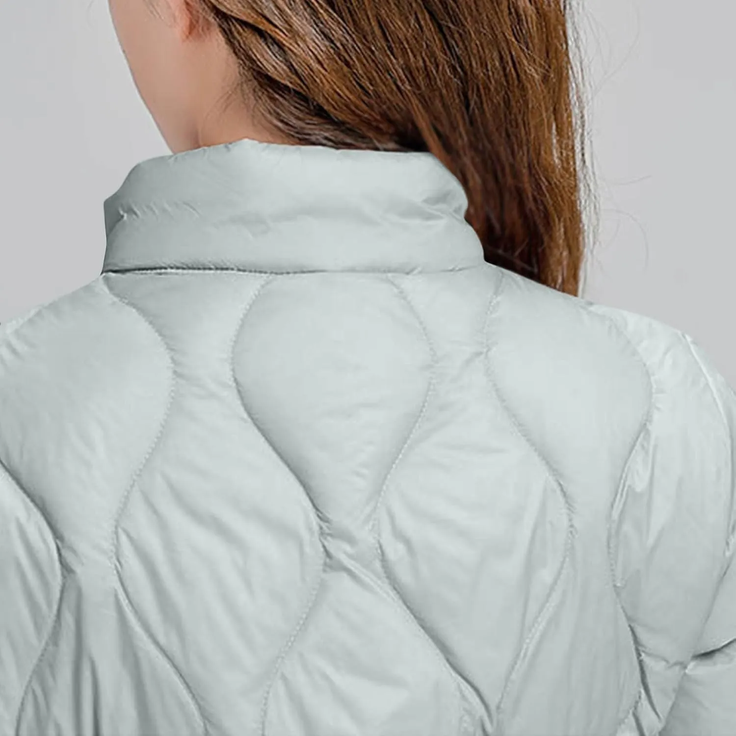 Women's Winter Lightweight Down Jacket Short Puffer Jacket Stand Collar Long Sleeved Warm Coats Padded Jacket