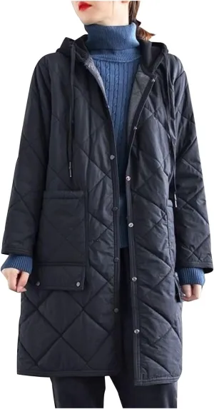 Womens Winter Long Coats Trendy Puffer Jacket Sherpa Fleece Lined down Coat Ladies Long Sleeve Parka Oversized Hood