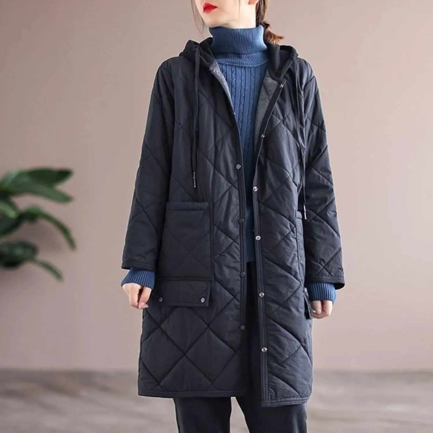 Womens Winter Long Coats Trendy Puffer Jacket Sherpa Fleece Lined down Coat Ladies Long Sleeve Parka Oversized Hood