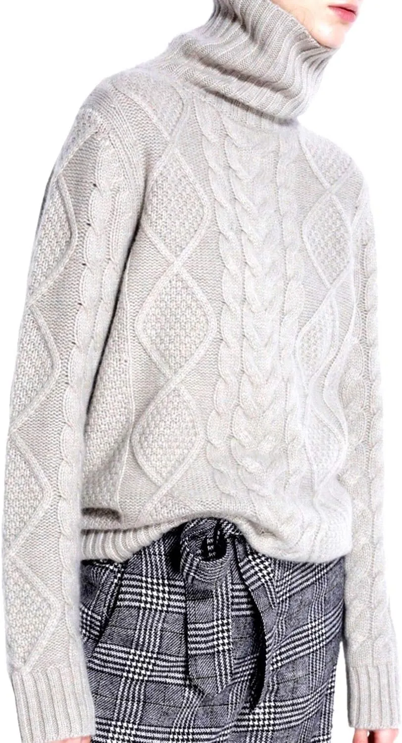 Wool Sweaters Women's Turtleneck Pullover Female Loose Long Sleeve Tops Winter Thick Knitted Jumper