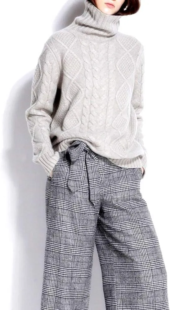 Wool Sweaters Women's Turtleneck Pullover Female Loose Long Sleeve Tops Winter Thick Knitted Jumper