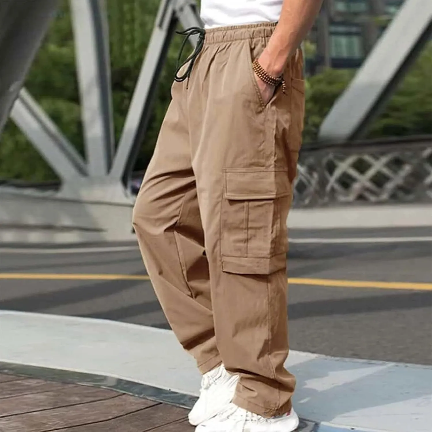 Work Pant for Men Big and Tall Cotton Casual Cargo Work Pant Baggy Joggers Athletic Pants Loose Straight Sweatpants
