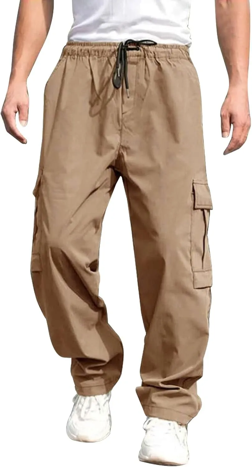 Work Pant for Men Big and Tall Cotton Casual Cargo Work Pant Baggy Joggers Athletic Pants Loose Straight Sweatpants