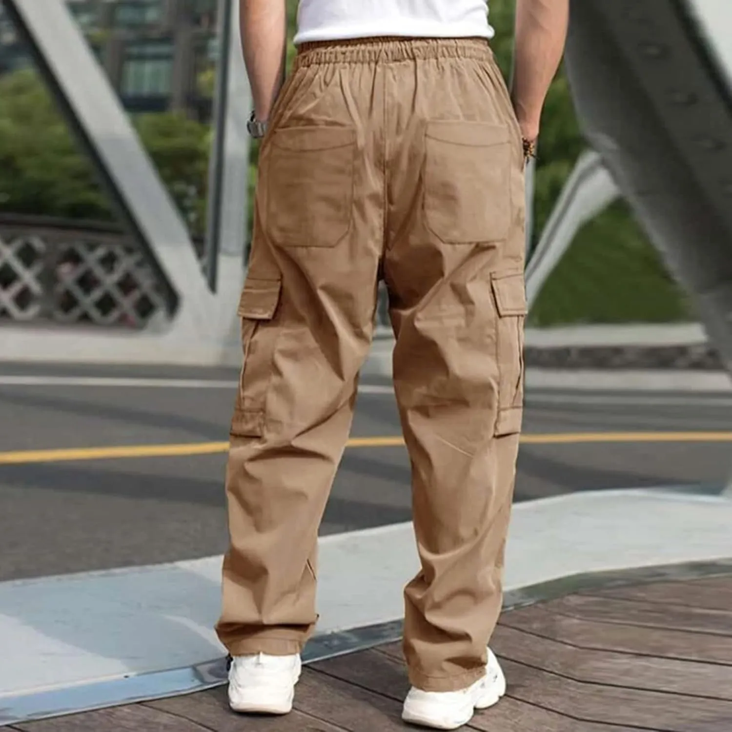 Work Pant for Men Big and Tall Cotton Casual Cargo Work Pant Baggy Joggers Athletic Pants Loose Straight Sweatpants