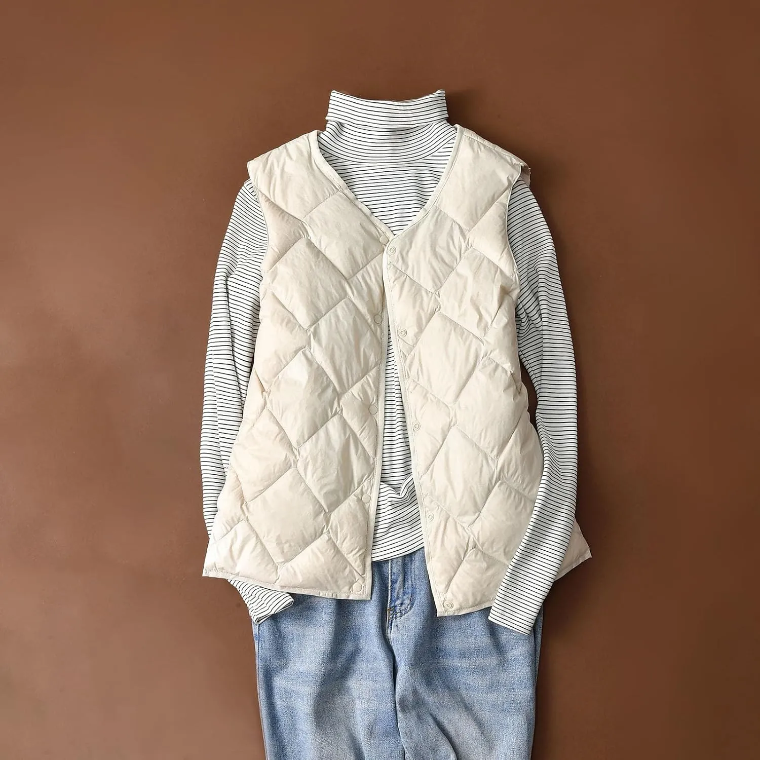 XUNRYAN Winter Jackets Girl Women Vest Sleeveless Quilted Lightweight Jacket Puffer Down Coat Short Coats Casual Warm Outwear