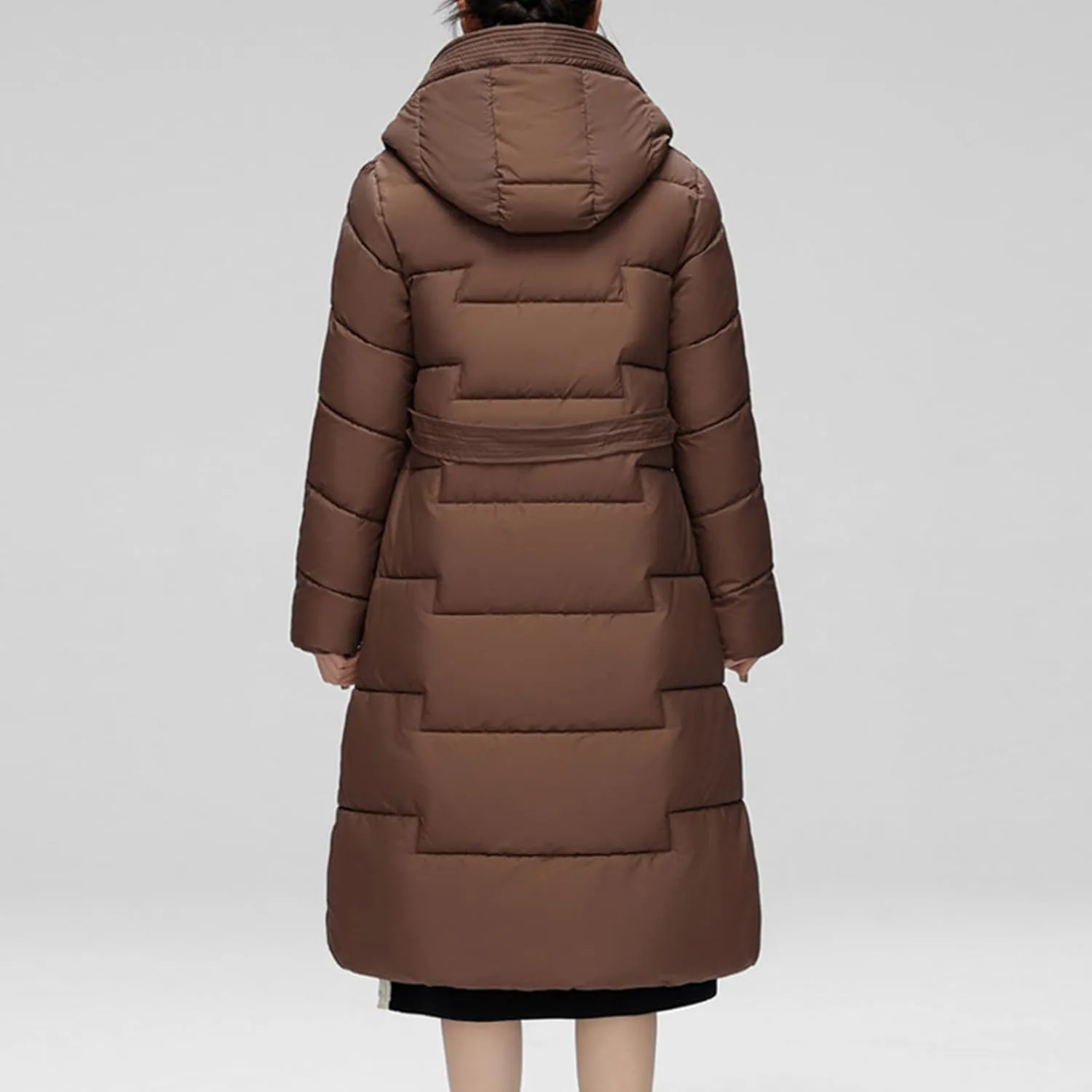 XUNRYAN Womens Winter Coats Long Puffer Jackets Thick Down Coat Warm Parka Hooded Anorak Quilted Jacket Outerwear Overcoat