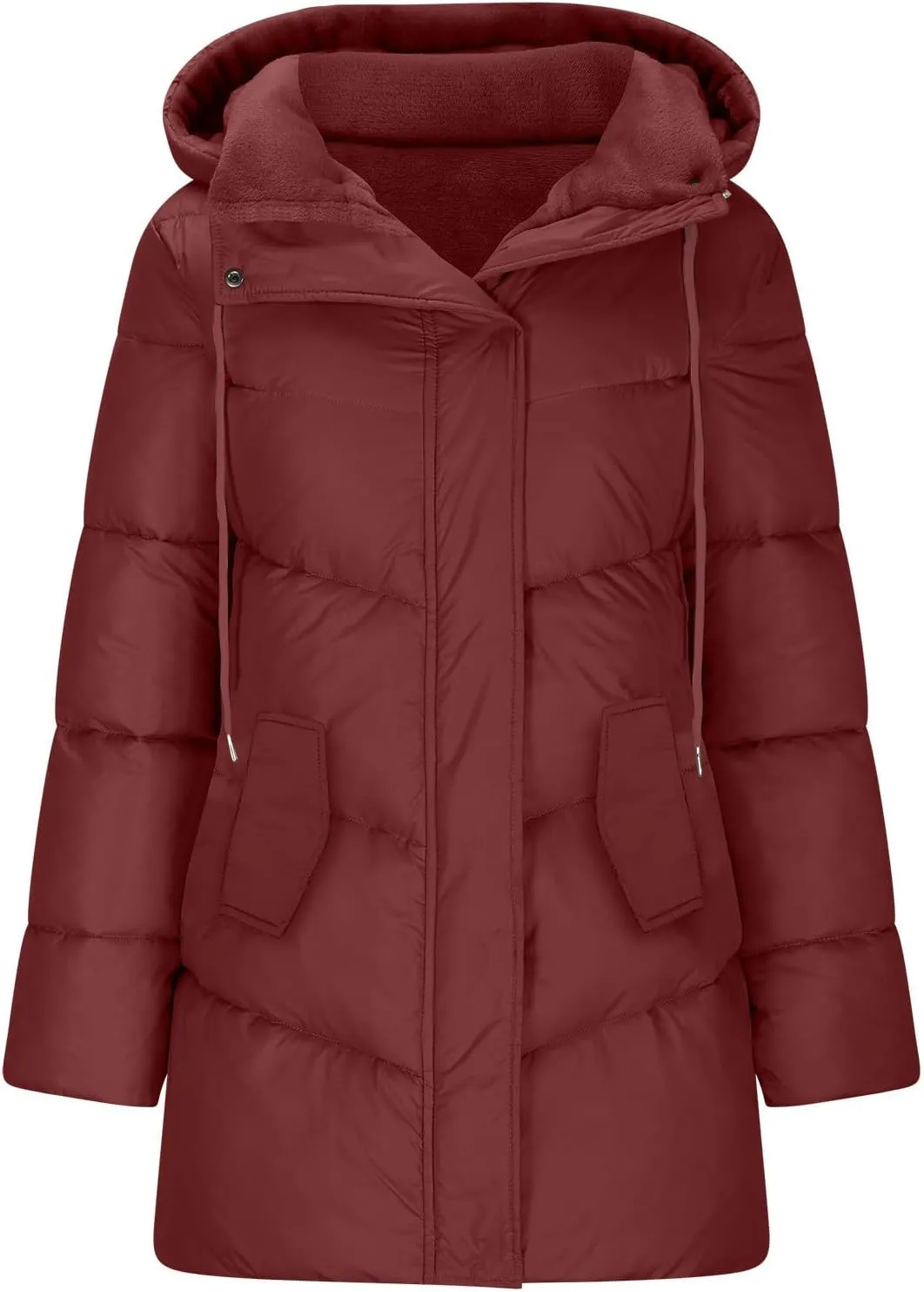 yardsong Fleece Lined Winter Coats for Women Thermal Fuzzy Sherpa Lined Quilted Jacket Zip Up Long Sleeve Hooded Outerwear