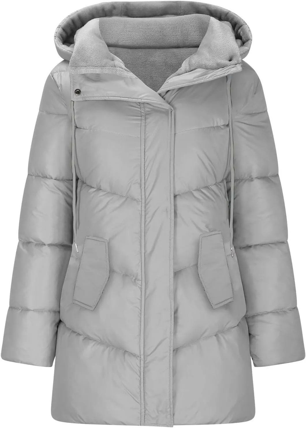 yardsong Fleece Lined Winter Coats for Women Thermal Fuzzy Sherpa Lined Quilted Jacket Zip Up Long Sleeve Hooded Outerwear