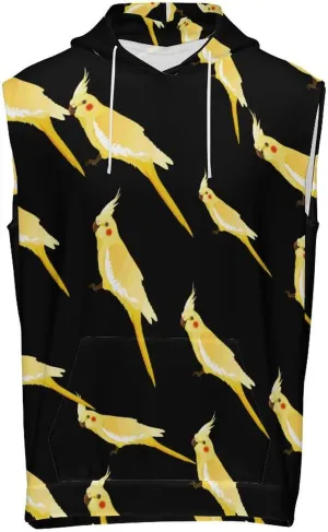 Yellow Parrot Men's Workout Tank Tops Sleeveless Running Shirts With Hoodie Workout Hooded