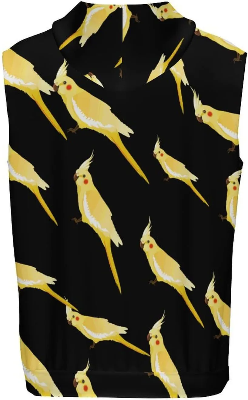Yellow Parrot Men's Workout Tank Tops Sleeveless Running Shirts With Hoodie Workout Hooded