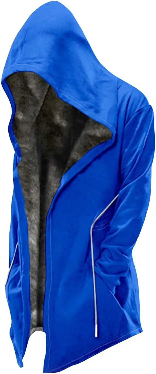 Ymosrh Men's Cool Jacket Solid Color Sherpa Fleece Lined Long Jackets Sleeveless Zip Up Winter Hoodie Coats Jacket, M-6XL