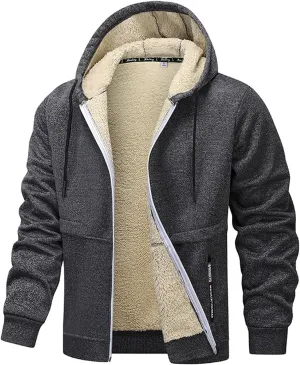 Ymosrh Men's Warm Hoodies Fleece Lined Jacket Sport Hooded Sweatshirt Solid Color Hoodie Pullovers, S-3XL